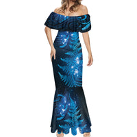 New Zealand Matariki Mermaid Dress Blue Milky Way Stars Night Sky LT9 - Polynesian Pride