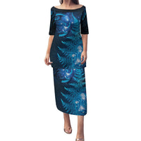 New Zealand Matariki Puletasi Blue Milky Way Stars Night Sky LT9 Long Dress Blue - Polynesian Pride