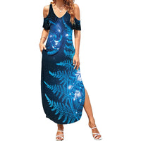 New Zealand Matariki Summer Maxi Dress Blue Milky Way Stars Night Sky LT9 Women Blue - Polynesian Pride