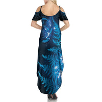 New Zealand Matariki Summer Maxi Dress Blue Milky Way Stars Night Sky LT9 - Polynesian Pride