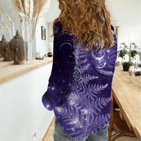 New Zealand Matariki Women Casual Shirt Purple Milky Way Stars Night Sky