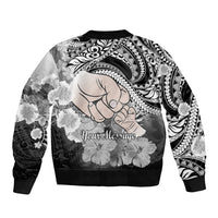 Personalised Polynesian Pride Happy Father Day Sleeve Zip Bomber Jacket I Love You Dad - Polynesian Tribal Black LT9 - Polynesian Pride