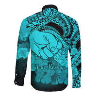Personalised Polynesian Pride Happy Father Day Long Sleeve Button Shirt I Love You Dad - Polynesian Tribal Aqua LT9 - Polynesian Pride