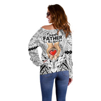 Polynesian Father's Day Gift For Dad Off Shoulder Sweater Super Father In The World - Black Polynesian Pattern LT9 - Polynesian Pride