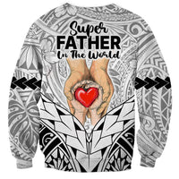 Polynesian Father's Day Gift For Dad Sweatshirt Super Father In The World - Black Polynesian Pattern LT9 - Polynesian Pride