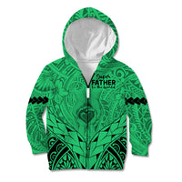 Polynesian Father's Day Gift For Dad Kid Hoodie Super Father In The World - Green Polynesian Pattern LT9 Zip Hoodie Green - Polynesian Pride