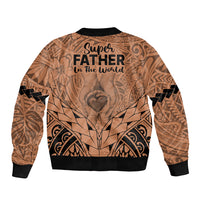 Polynesian Father's Day Gift For Dad Bomber Jacket Super Father In The World - Nude Polynesian Pattern LT9 - Polynesian Pride