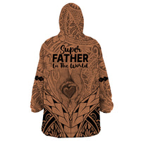 Polynesian Father's Day Gift For Dad Wearable Blanket Hoodie Super Father In The World - Nude Polynesian Pattern LT9 - Polynesian Pride