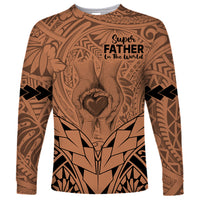 Personalised Polynesian Father's Day Gift For Dad Long Sleeve Shirt Super Father In The World - Nude Polynesian Pattern LT9 Unisex Nude - Polynesian Pride
