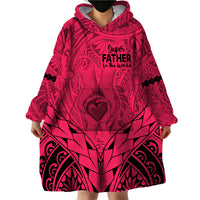 Polynesian Father's Day Gift For Dad Wearable Blanket Hoodie Super Father In The World - Pink Polynesian Pattern LT9 - Polynesian Pride