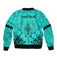 Personalised Polynesian Father's Day Gift For Dad Bomber Jacket Super Father In The World - Turquoise Polynesian Pattern LT9 - Polynesian Pride