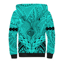 Personalised Polynesian Father's Day Gift For Dad Sherpa Hoodie Super Father In The World - Turquoise Polynesian Pattern LT9 - Polynesian Pride