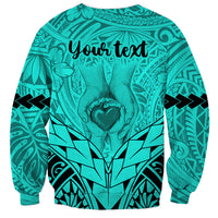 Personalised Polynesian Father's Day Gift For Dad Sweatshirt Super Father In The World - Turquoise Polynesian Pattern LT9 - Polynesian Pride