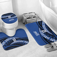 Fiji Rugby Pacific Custom Bathroom Set Pasifika Tapa Pattern LT9 Mat Set Only (3 pcs) One Size Blue - Polynesian Pride