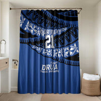 Fiji Rugby Pacific Custom Bathroom Set Pasifika Tapa Pattern LT9 Shower Curtain Only Blue - Polynesian Pride