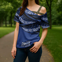 Fiji Rugby Pacific Custom Cross Shoulder Shirt Pasifika Tapa Pattern - Polynesian Pride