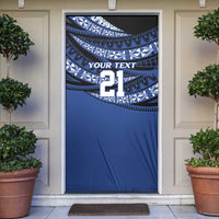 Fiji Rugby Pacific Custom Door Cover Pasifika Tapa Pattern LT9 Blue - Polynesian Pride