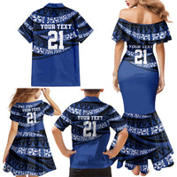 Fiji Rugby Pacific Custom Family Matching Mermaid Dress and Hawaiian Shirt Pasifika Tapa Pattern