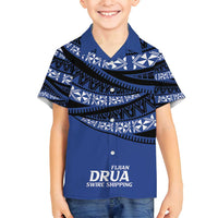 Fiji Rugby Pacific Custom Family Matching Off Shoulder Maxi Dress and Hawaiian Shirt Pasifika Tapa Pattern