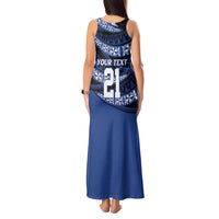 Fiji Rugby Pacific Custom Tank Maxi Dress Pasifika Tapa Pattern