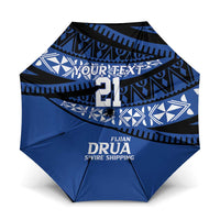 Fiji Rugby Pacific Custom Umbrella Pasifika Tapa Pattern LT9 One Size Folded 11.42 inch Opened Diameter 37.4 inch Blue - Polynesian Pride