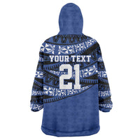 Fiji Rugby Pacific Custom Wearable Blanket Hoodie Pasifika Tapa Pattern