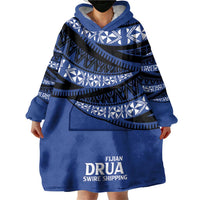 Fiji Rugby Pacific Custom Wearable Blanket Hoodie Pasifika Tapa Pattern