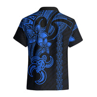 Hawaiian Tribal Hawaiian Shirt Polynesian Kakau Turtle - Blue LT9 - Polynesian Pride