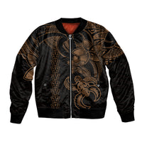 Hawaiian Tribal Bomber Jacket Polynesian Kakau Turtle - Gold LT9 Unisex Gold - Polynesian Pride
