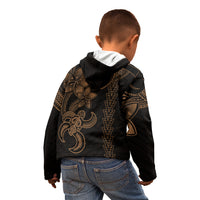 Hawaiian Tribal Kid Hoodie Polynesian Kakau Turtle - Gold LT9 - Polynesian Pride