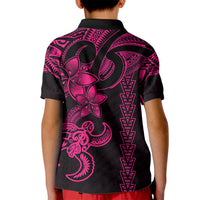 Hawaiian Tribal Kid Polo Shirt Polynesian Kakau Turtle - Pink LT9 - Polynesian Pride
