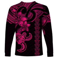 Hawaiian Tribal Long Sleeve Shirt Polynesian Kakau Turtle - Pink LT9 - Polynesian Pride