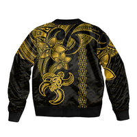Hawaiian Tribal Sleeve Zip Bomber Jacket Polynesian Kakau Turtle - Yellow LT9 - Polynesian Pride