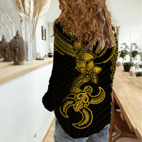 Hawaiian Tribal Women Casual Shirt Polynesian Kakau Turtle - Yellow LT9 - Polynesian Pride