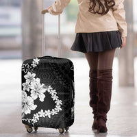 American Samoa Lotu Tamaiti Luggage Cover White Sunday Plumeria Black Vibe