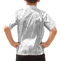 American Samoa Lotu Tamaiti Family Matching Off Shoulder Maxi Dress and Hawaiian Shirt White Sunday Plumeria White Vibe