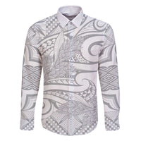Lotu Tamaiti Samoa Siapo Family Matching Off The Shoulder Long Sleeve Dress and Hawaiian Shirt White Sunday With Teuila Torch Ginger