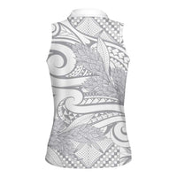 Lotu Tamaiti Samoa Siapo Women Sleeveless Polo Shirt White Sunday With Teuila Torch Ginger