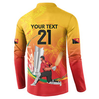 Custom Cricket PNG East Asia-Pacific Button Sweatshirt Papua New Guinea Rise to Power - Polynesian Pride