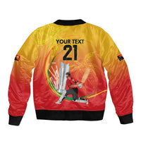 Custom Cricket PNG East Asia-Pacific Sleeve Zip Bomber Jacket Papua New Guinea Rise to Power - Polynesian Pride