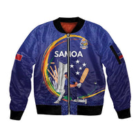 Custom Cricket Samoa East Asia-Pacific Sleeve Zip Bomber Jacket Samoa Storming the Limits - Polynesian Pride