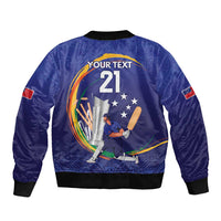 Custom Cricket Samoa East Asia-Pacific Sleeve Zip Bomber Jacket Samoa Storming the Limits - Polynesian Pride