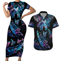 polynesia-ribbon-butterflies-couples-matching-short-sleeve-bodycon-dress-and-hawaiian-shirt-silver-fern-breast-cancer-with-papua-shell-pattern