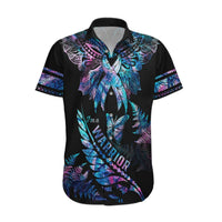 Polynesia Ribbon Butterflies Hawaiian Shirt Silver Fern Breast Cancer With Papua Shell Pattern LT9 Black - Polynesian Pride