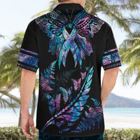 Polynesia Ribbon Butterflies Hawaiian Shirt Silver Fern Breast Cancer With Papua Shell Pattern LT9 - Polynesian Pride