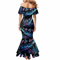 Polynesia Ribbon Butterflies Mermaid Dress Silver Fern Breast Cancer With Papua Shell Pattern LT9 - Polynesian Pride