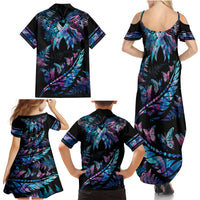 personalised-polynesia-ribbon-butterflies-family-matching-summer-maxi-dress-and-hawaiian-shirt-silver-fern-breast-cancer-with-papua-shell-pattern