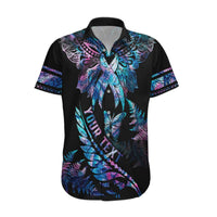 Personalised Polynesia Ribbon Butterflies Hawaiian Shirt Silver Fern Breast Cancer With Papua Shell Pattern LT9 Black - Polynesian Pride