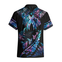 Personalised Polynesia Ribbon Butterflies Hawaiian Shirt Silver Fern Breast Cancer With Papua Shell Pattern LT9 - Polynesian Pride