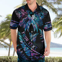 Personalised Polynesia Ribbon Butterflies Hawaiian Shirt Silver Fern Breast Cancer With Papua Shell Pattern LT9 - Polynesian Pride